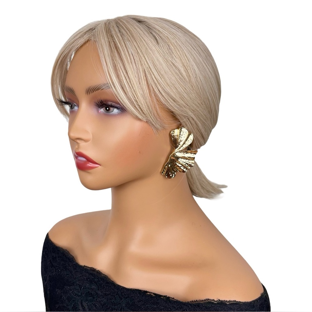 House of Harlow 1960 Gold Twisted Ginkgo Leaf Statement Earrings - Picture 8 of 8